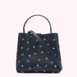 Lulu Guinness BAGS NAVY MEDIUM CHERRY BLOSSOM RUBY