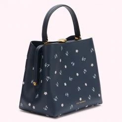Lulu Guinness BAGS NAVY MEDIUM CHERRY BLOSSOM RUBY