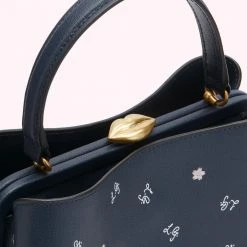 Lulu Guinness BAGS NAVY MEDIUM CHERRY BLOSSOM RUBY