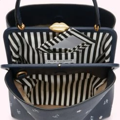 Lulu Guinness BAGS NAVY MEDIUM CHERRY BLOSSOM RUBY