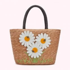 Lulu Guinness BAGS NATURAL STRAW DAISY SUZY TOTE BAG