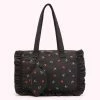 Lulu Guinness BLACK LG PRINT RUFFLES MIA TOTE BAG WITH POUCH BAGS 2 Lulu Guinness BLACK LG PRINT RUFFLES MIA TOTE BAG WITH POUCH BAGS