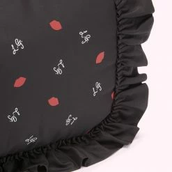 Lulu Guinness BLACK LG PRINT RUFFLES MIA TOTE BAG WITH POUCH BAGS