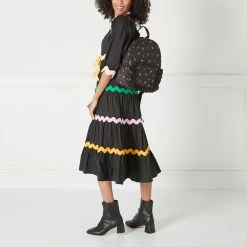 Lulu Guinness BAGS BLACK LG PRINT RUFFLES SADIE BACKPACK