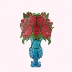 Lulu Guinness Annabel Pearl X Lulu Guinness LULU RED AND BLUE ROSES CUT OUT PAPER VASE