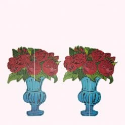 Lulu Guinness Annabel Pearl X Lulu Guinness LULU RED AND BLUE ROSES CUT OUT PAPER VASE