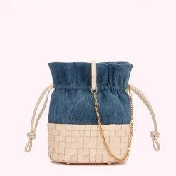 Lulu Guinness NAVY FLOWER CANVAS ELOISE BASKET BAG