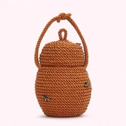 Lulu Guinness TAN QUEEN BEE BASKET BAG BAGS