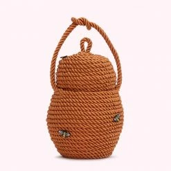 Lulu Guinness TAN QUEEN BEE BASKET BAG BAGS