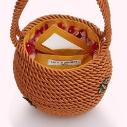 Lulu Guinness TAN QUEEN BEE BASKET BAG BAGS