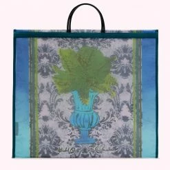 Lulu Guinness NAVY FERN FRENZY FREIDA MESH TOTE BAG BAGS
