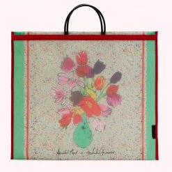 Lulu Guinness BAGS GREEN TULIP FEVER FREIDA MESH TOTE BAG