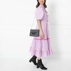 Lulu Guinness BAGS CHARCOAL QUEENS JUBILEE MONTY CROSSBODY BAG