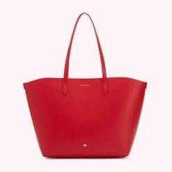 Lulu Guinness CLASSIC RED LEATHER LARGE IVY TOTE BAG BAGS