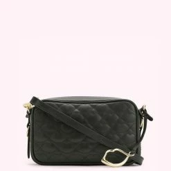 Lulu Guinness BLACK SMALL QUILTED LIP ASHLEY LEATHER CROSSBODY BAG BAGS