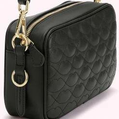 Lulu Guinness BLACK SMALL QUILTED LIP ASHLEY LEATHER CROSSBODY BAG BAGS