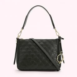 Lulu Guinness BLACK SMALL QUILTED LIP LEATHER CALLIE CROSSBODY BAG BAGS