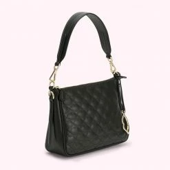 Lulu Guinness BLACK SMALL QUILTED LIP LEATHER CALLIE CROSSBODY BAG BAGS