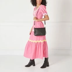 Lulu Guinness BLACK SMALL QUILTED LIP LEATHER CALLIE CROSSBODY BAG BAGS