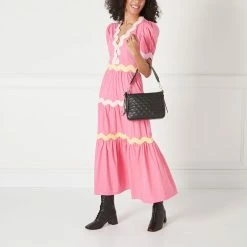 Lulu Guinness BLACK SMALL QUILTED LIP LEATHER CALLIE CROSSBODY BAG BAGS