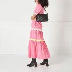 Lulu Guinness BLACK SMALL QUILTED LIP LEATHER CALLIE CROSSBODY BAG BAGS