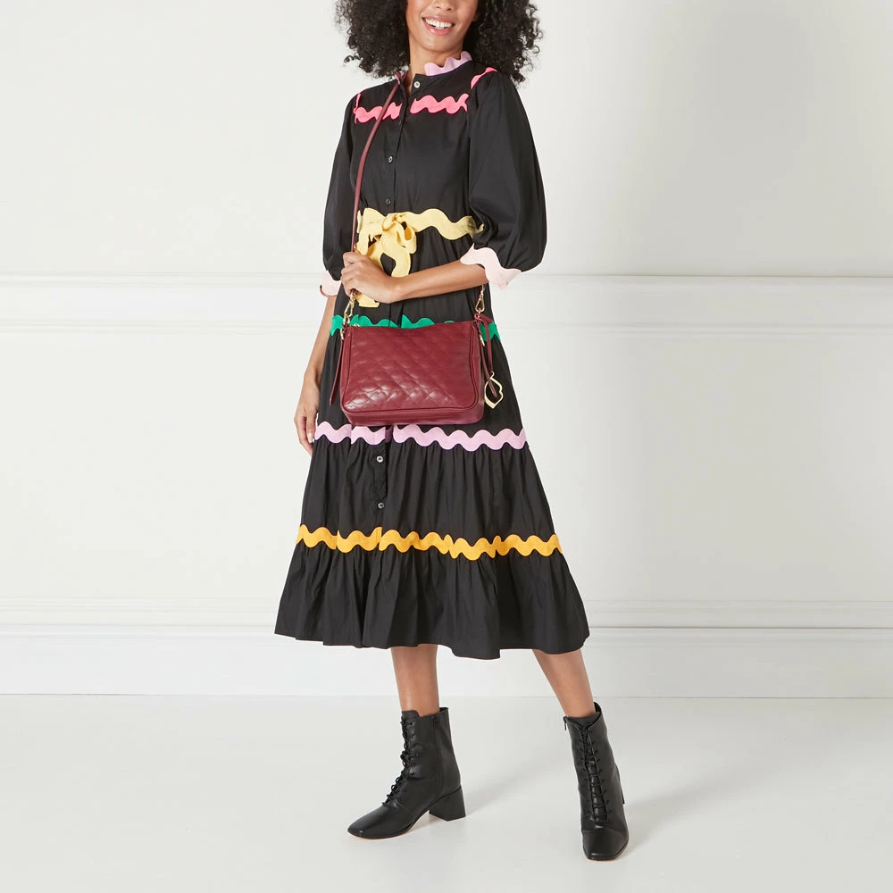 Lulu Guinness ROSEWOOD SMALL QUILTED LIP LEATHER CALLIE CROSSBODY BAG 12 Lulu Guinness ROSEWOOD SMALL QUILTED LIP LEATHER CALLIE CROSSBODY BAG