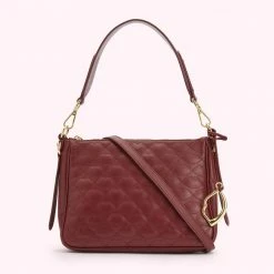 Lulu Guinness ROSEWOOD SMALL QUILTED LIP LEATHER CALLIE CROSSBODY BAG