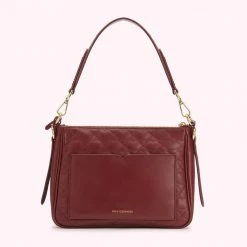 Lulu Guinness ROSEWOOD SMALL QUILTED LIP LEATHER CALLIE CROSSBODY BAG