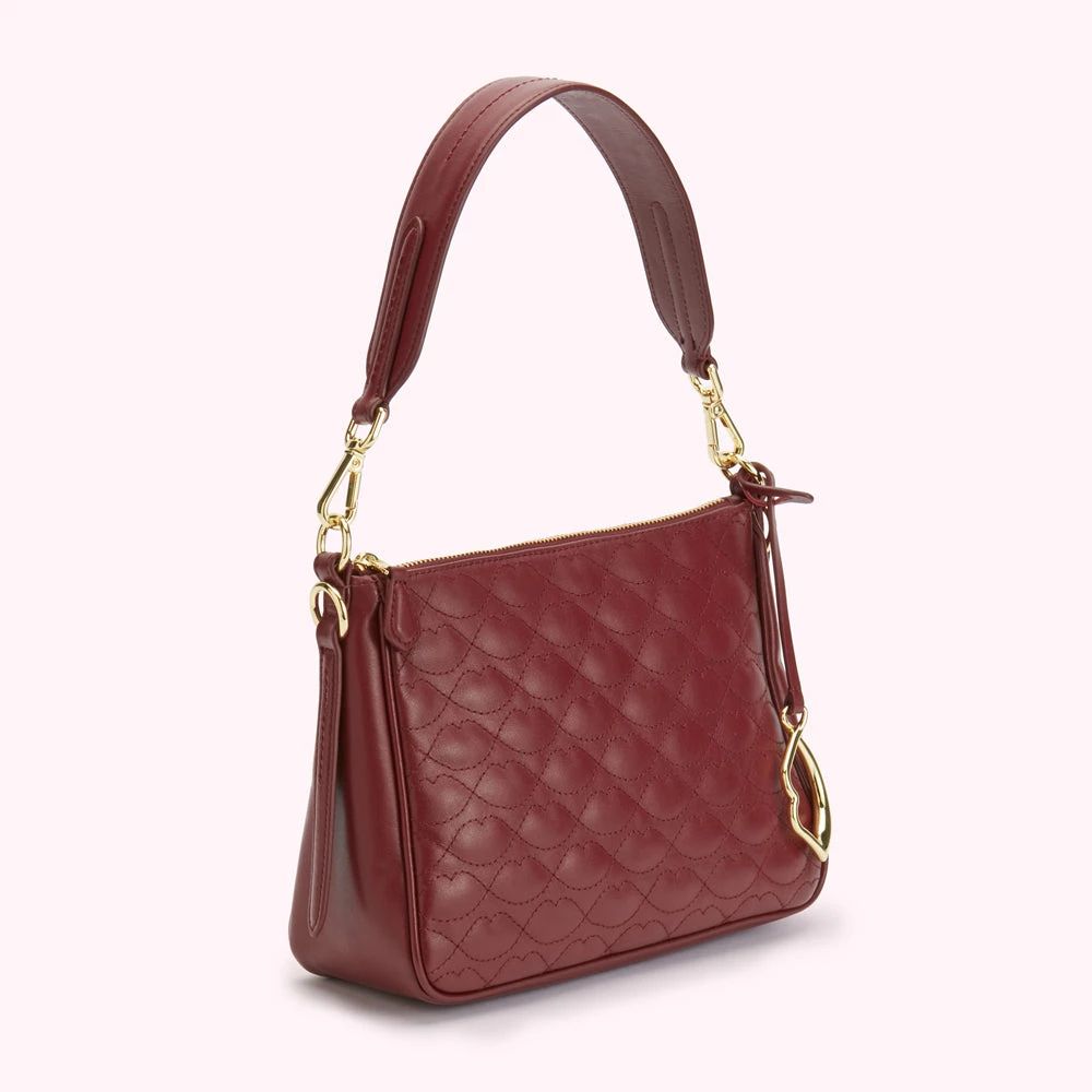 Lulu Guinness ROSEWOOD SMALL QUILTED LIP LEATHER CALLIE CROSSBODY BAG 5 Lulu Guinness ROSEWOOD SMALL QUILTED LIP LEATHER CALLIE CROSSBODY BAG