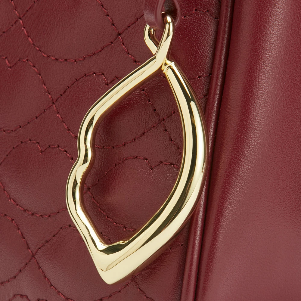 Lulu Guinness ROSEWOOD SMALL QUILTED LIP LEATHER CALLIE CROSSBODY BAG 9 Lulu Guinness ROSEWOOD SMALL QUILTED LIP LEATHER CALLIE CROSSBODY BAG