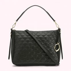 Lulu Guinness BAGS BLACK MEDIUM QUILTED LIP LEATHER CALLIE CROSSBODY BAG