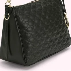 Lulu Guinness BAGS BLACK MEDIUM QUILTED LIP LEATHER CALLIE CROSSBODY BAG