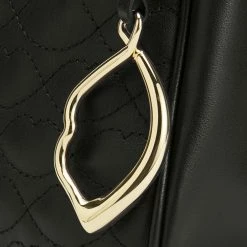 Lulu Guinness BAGS BLACK MEDIUM QUILTED LIP LEATHER CALLIE CROSSBODY BAG