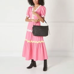 Lulu Guinness BAGS BLACK MEDIUM QUILTED LIP LEATHER CALLIE CROSSBODY BAG