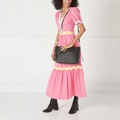 Lulu Guinness BAGS BLACK MEDIUM QUILTED LIP LEATHER CALLIE CROSSBODY BAG