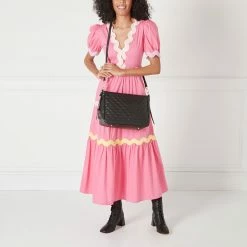 Lulu Guinness BAGS BLACK MEDIUM QUILTED LIP LEATHER CALLIE CROSSBODY BAG