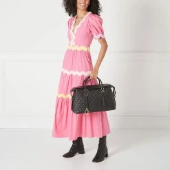 Lulu Guinness BAGS BLACK QUILTED LIP TAYLOR LEATHER HANDBAG