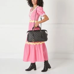 Lulu Guinness BAGS BLACK QUILTED LIP TAYLOR LEATHER HANDBAG