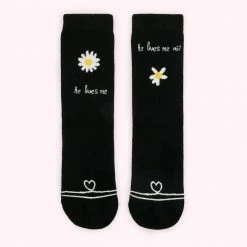 Lulu Guinness BLACK HE LOVES ME HE LOVE ME NOT ANKLE SOCKS