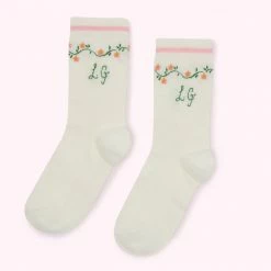 Lulu Guinness CHALK DAISY CHAIN ANKLE SOCKS