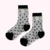 Lulu Guinness BLACK SHEER POLKA DOT DAISY ANKLE SOCKS Timeless Black