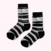 Lulu Guinness BLACK SHEER STRIPE DAISY ANKLE SOCKS 2 Lulu Guinness BLACK SHEER STRIPE DAISY ANKLE SOCKS