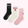Lulu Guinness MULTI LOVE LULU RIBBED ANKLE SOCKS - 3 PAIRS