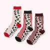Lulu Guinness MULTI WILD CAT ANKLE SOCKS - 3 PAIRS