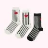 Lulu Guinness BLACK MULTI STRIPE ANKLE SOCKS - 3 PAIRS