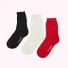 Lulu Guinness BLACK MULTI POINTELLE LIPS ANKLE SOCKS - 3 PAIRS 2 Lulu Guinness BLACK MULTI POINTELLE LIPS ANKLE SOCKS - 3 PAIRS
