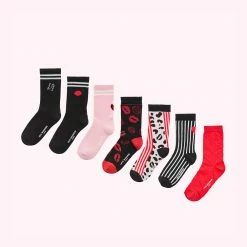 Lulu Guinness MULTI LG AND LIP PRINT 7 DAYS OF SOCKS
