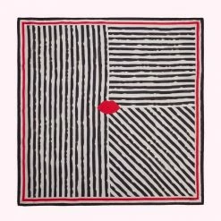 Lulu Guinness BLACK MULTI PAINTERLY STRIPES SILK TWILL SCARF ACCESSORIES