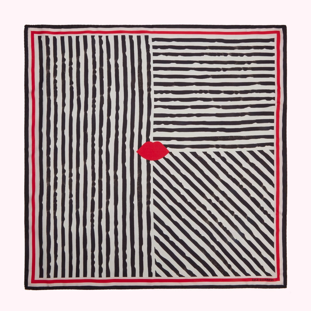 Lulu Guinness BLACK MULTI PAINTERLY STRIPES SILK TWILL SCARF ACCESSORIES 3 Lulu Guinness BLACK MULTI PAINTERLY STRIPES SILK TWILL SCARF ACCESSORIES