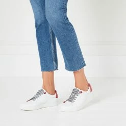 Lulu Guinness CHALK LEATHER LIPS NATASHA TRAINERS Clothing & Shoes